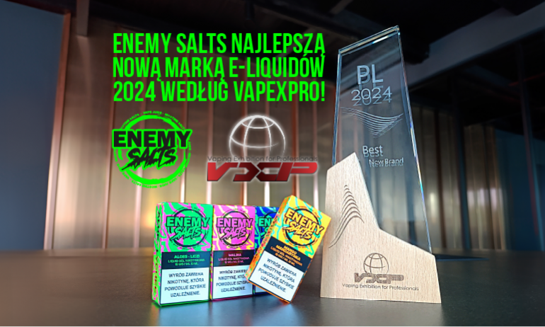 ENEMY SALTS najlepszą nową marką e-liquidów 2024 według VAPEXPRO!